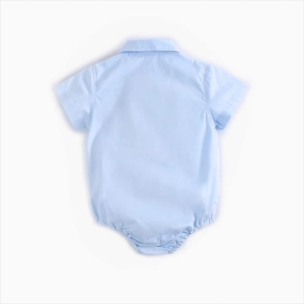 Misia Luxury Baby Romper Short Ages 18 Months Boy's Jumpsuit, Spring/Autumn, Sleeve, Button-Down, Cotton, Collared, 0-3, Blue, 9378,