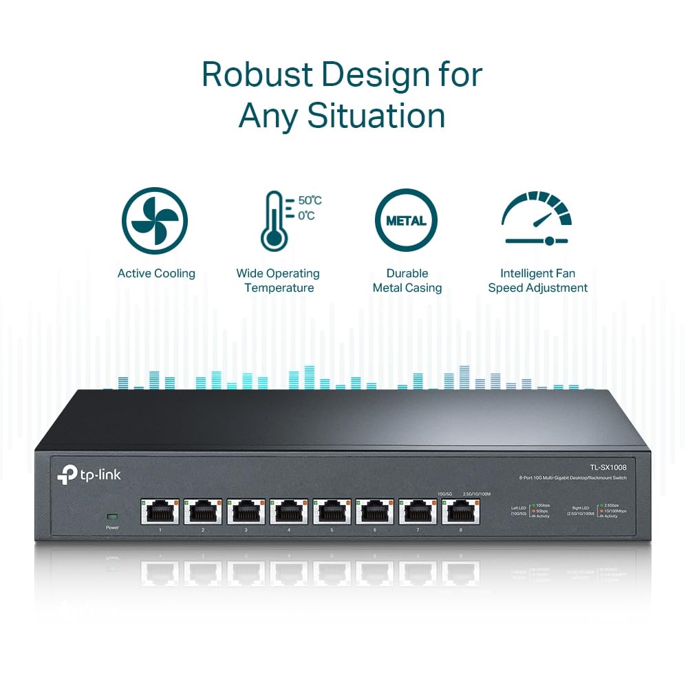 10G Неуправляемый коммутатор Plug-and-Play 8-портовый Multi-Gigabit TP-Link и TL-SX1008 (Все совместимые)