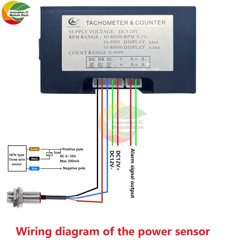 DC9-11V 1 Digital Tachometer High-Precision LED Digital Speed Meter and Hall Proximity Switch Sensor YH-TC11