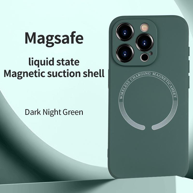 Применимый чехол для iPhone16PRO из жидкого силикона, магнитный чехол для мобильного телефона, iPhone17, полностью закрывающий объектив, мягкий защитный чехол i15