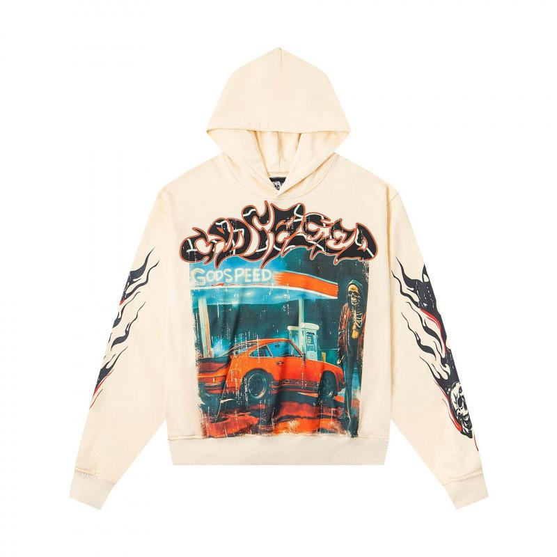 Odspeedss осень и зима новый прямой принт стирка вода ретро чистый хлопок хип-хоп красота тренд худи свитер