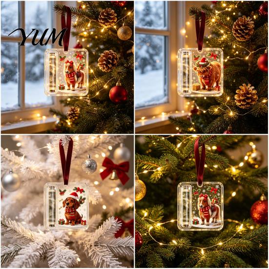 Christmas Hanging Ornament Money Holder Ornaments for Cash, Clear Acrylic Xmas Tree Cash Decoration Gift Decorations Holiday Party Favors, Stocking