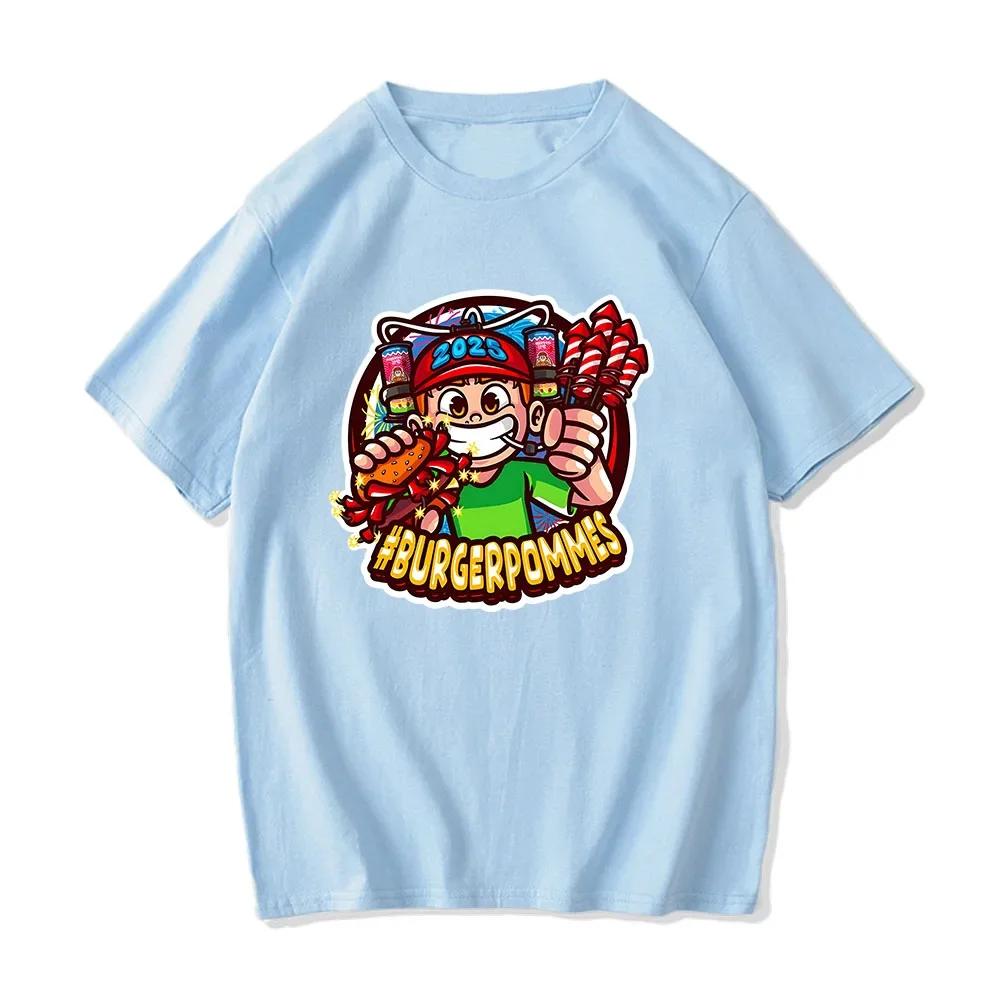 Burgerpommes 2 LukasBurger Футболки с мультяшным графическим принтом Футболка Marvin Vlogt ICrimax Футболка из хлопка для мужчин и женщин Футболки унисекс