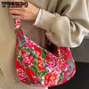 Chinese Style Floral Printed Large Capacity Single Shoulder Bags Women Casual Zipper Messenger Bags Handbags