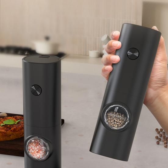 Электрическая мельница для перца и соли со светодиодной подсветкой, регулируемая степень помола, мельница для специй с зарядкой через USB для кухни, ресторана, вечеринки, пикника