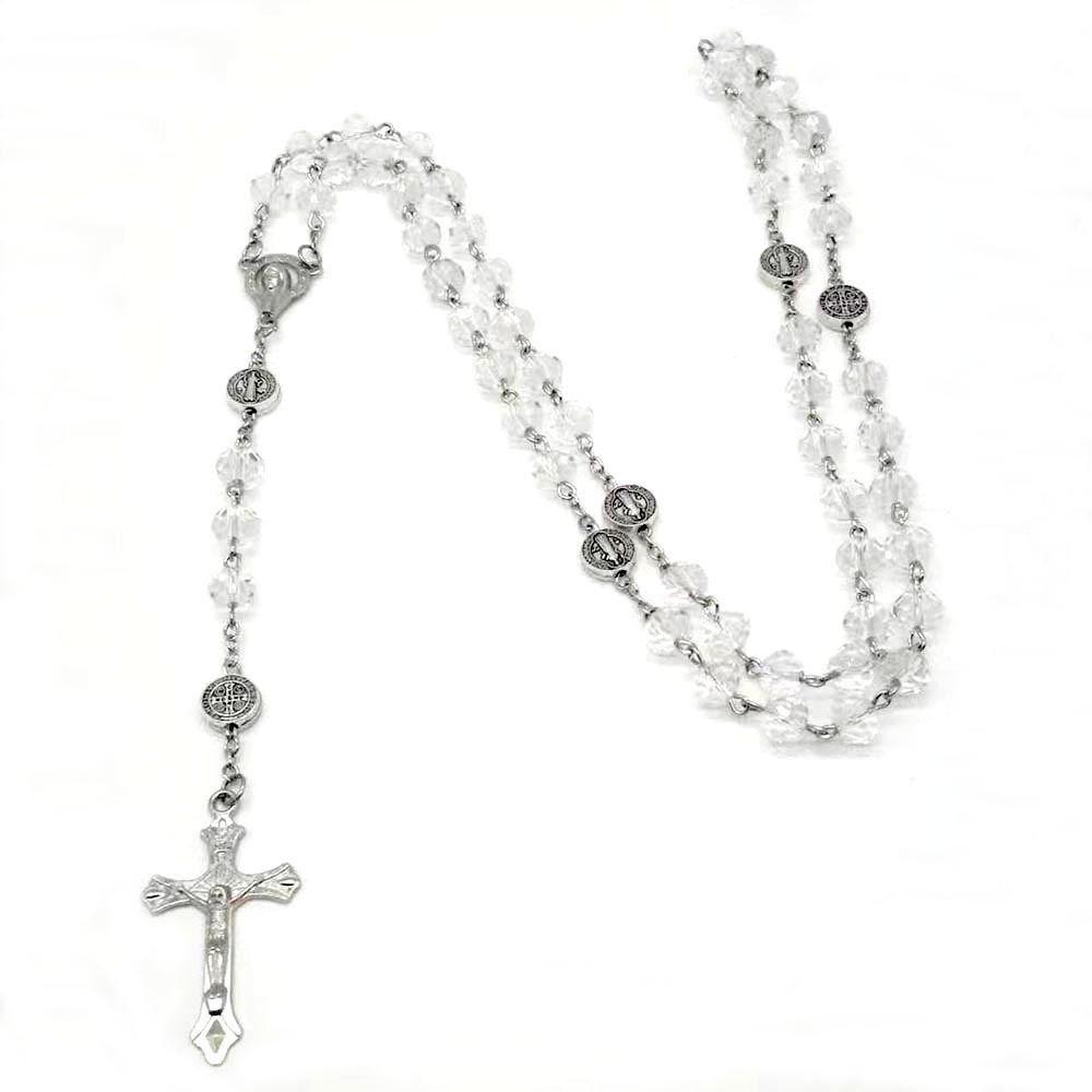 Jesus Christ Cross Necklace Religion Beads Necklace Gift Rosary Necklace  Men Women
