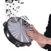 8 Inch Wooden Radiant Tambourine Handbell Hand Drum with Double Row Jingles Reflective Drum Head