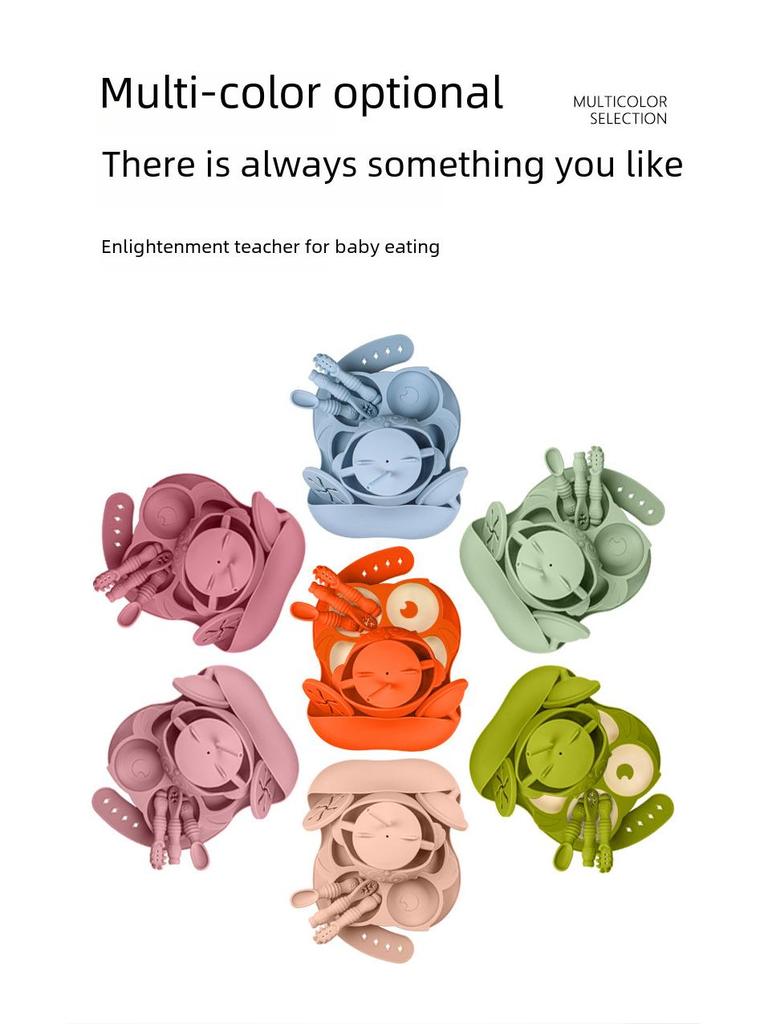 Силиконовый набор детской посуды «Сова»: Разделенная тарелка и контейнер для еды для детей и младенцев