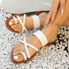 Large Size Flat Bottom Set of Toe Slippers Women's Simple Woven Belt Lightweight Beach Cool Slippers Slippers