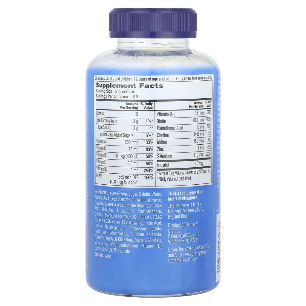 One-A-Day, Vitacraves for Men, Multivitamin/Multimineral Supplement, 170 Gummies