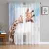 Animal Giraffe Probe Window Treatment Tulle Modern Sheer Curtains for Kitchen Living Room the Bedroom Curtains Decoration