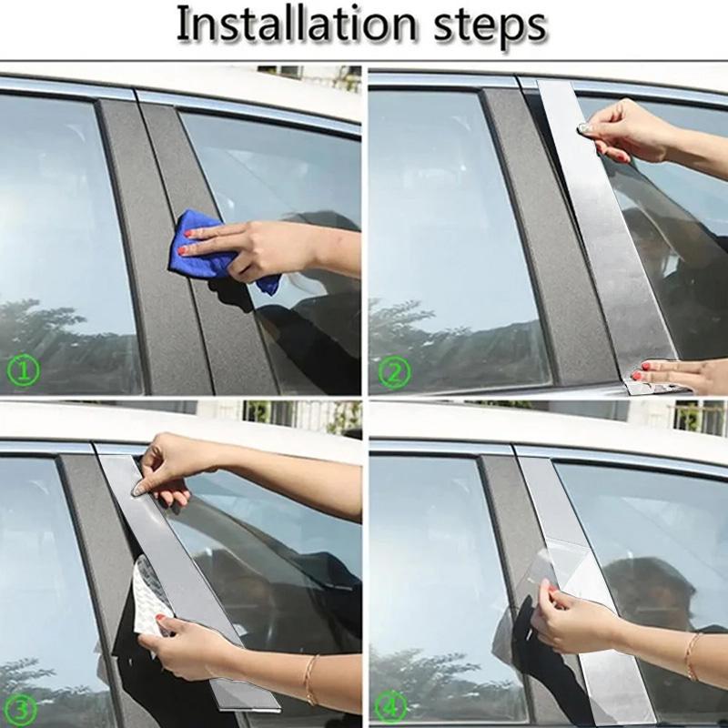 6Pcs for Chrysler 300 2011 2012-2017 2018 2019 2020 2021 Carbon Fiber Look Car Pillar Posts Door Window Stickers Trims Cover