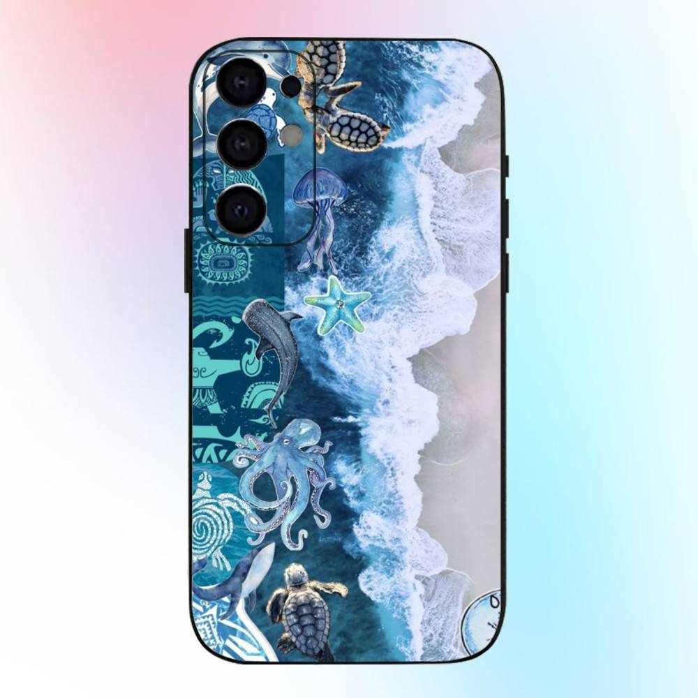 Модный Чехол для Телефона на Тему Океана Для Samsung S25,S24,S21,S22,S23,S30,Ultra,S20,Plus,Fe,Lite,Note,10,9,5G Черный Чехол