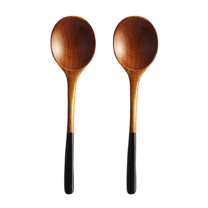 2 шт. Деревянные ложки, чайная ложка из натурального дерева, кофейная ложка, маленькая деревянная ложка для рисового супа, десертная ложка для детей, парные ложки, подарочная посуда