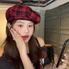 Японский клетчатый берет шляпа красный ретро шляпа художника винтажный Y2k берет шляпа женский