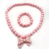1 Set Princess Gift Necklace Bracelet Set Adorable Bow Candy Color Eco-friendly Bow Necklace for Girls