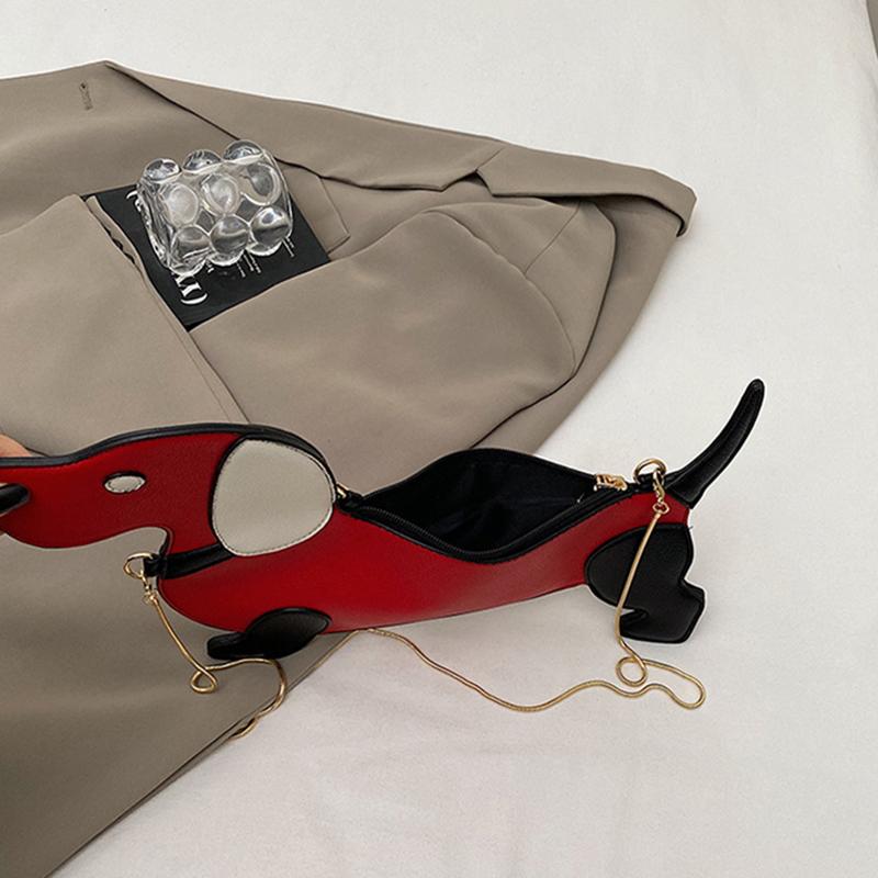 Мультяшная сумка через плечо с дизайном собаки для женщин, из искусственной кожи, сумки кроссбоди с цепочкой, персонализированная сумка на молнии для вечеринок, сумка-саквояж CLE