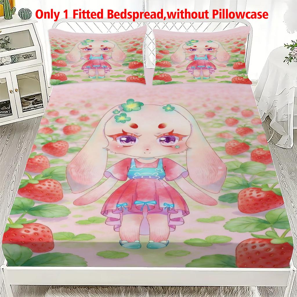 3pcs Fitted Sheet Set Soft Fluff Town Lulu-Sleepy Bunny Breathable Fitted Sheet Set for Home Decor Birthday Gifts For Kids