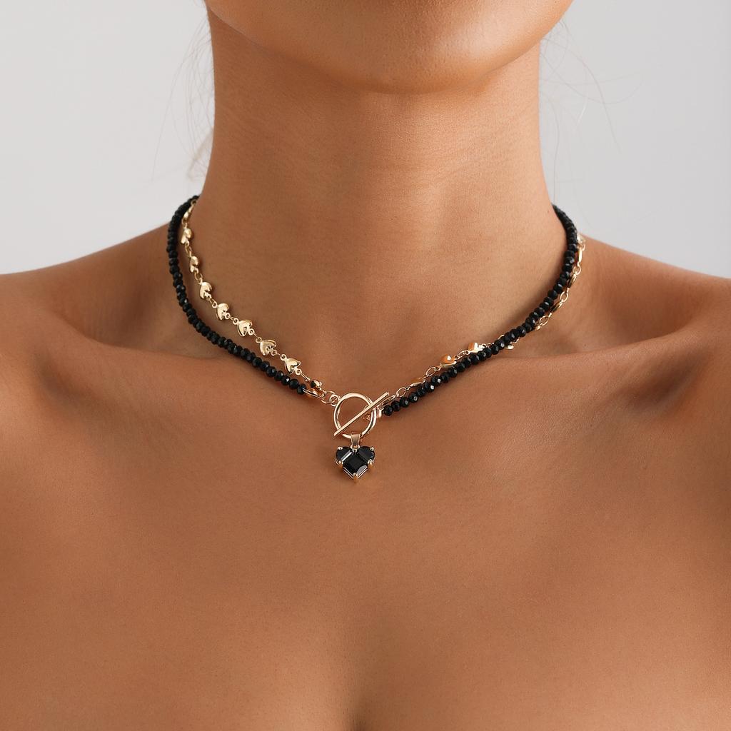 Ювелирные изделия Бриллиант Любовь Циркон Подвеска Креативная Любовь Цепочка Ожерелье Цепочка для ключицы Милое Крутое Сексуальное Застежка-OT Ожерелье