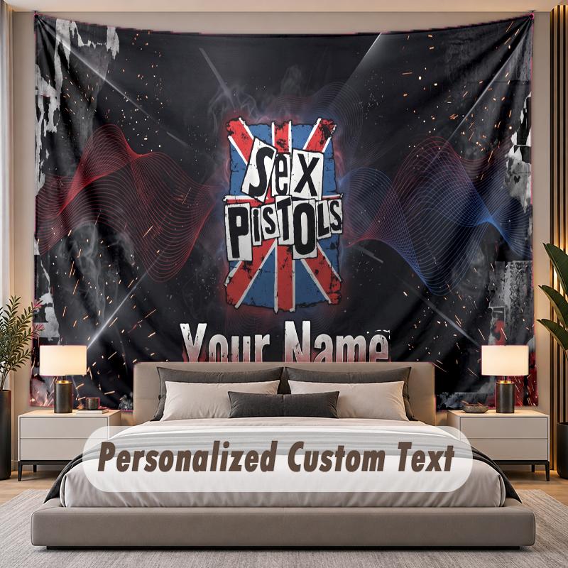 Custom Name Text Tapestry Sex Pistols Personalized Polyester Wall Tapestry For Bedroom And Room