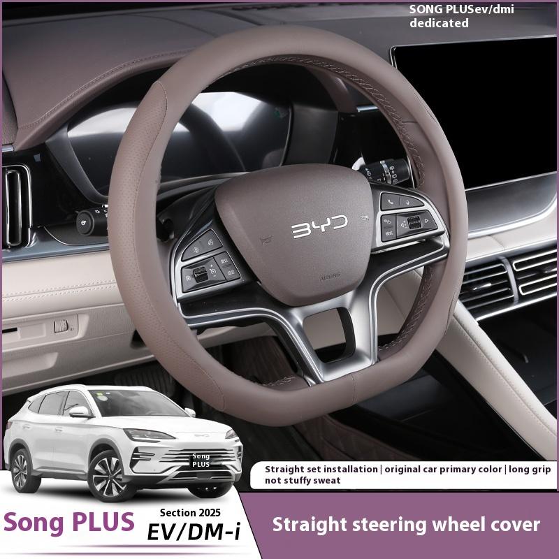 For BYD Song Plus DMI Seal U Sealion 6 Steering Wheel Cover Hand-Stitched Anti-Slip Leather Interior Car Accessories