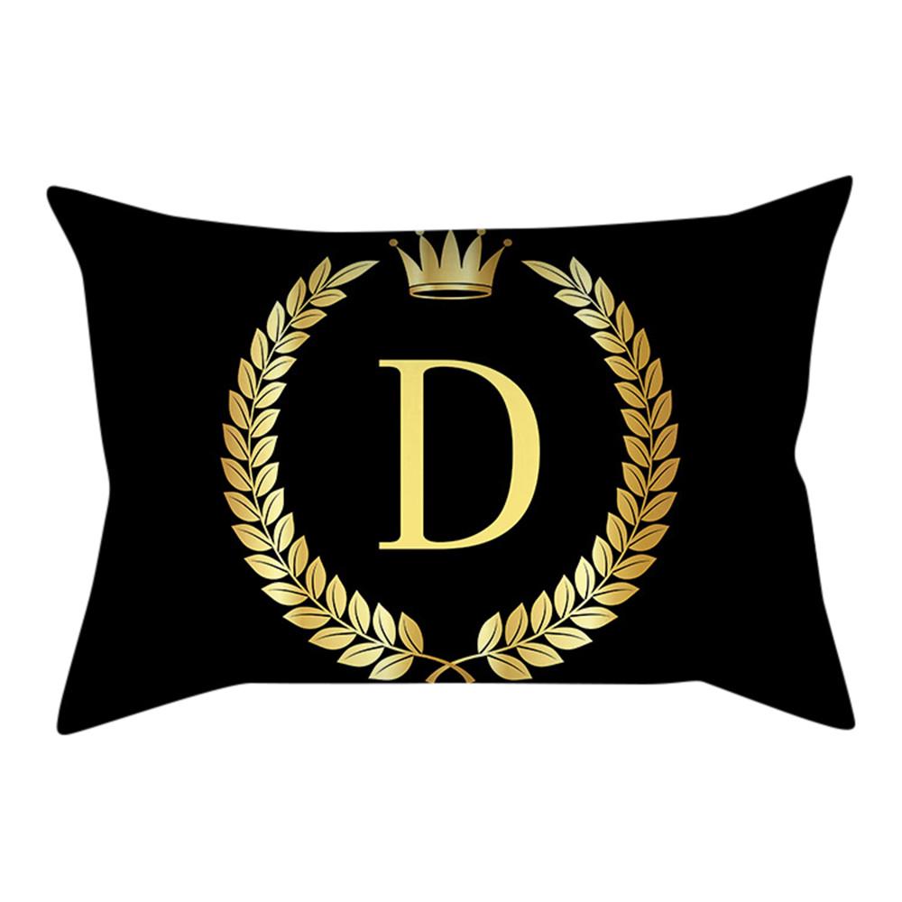 Наволочка черно-золотая наволочка с буквами, чехол для диванной подушки, домашний декор