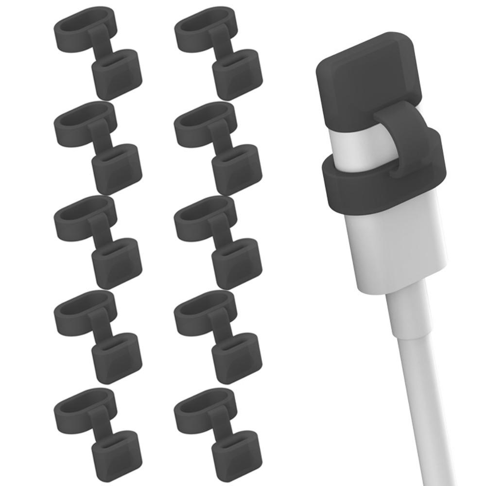 10Pcs Anti-Lost Data Line Protector Cap Silicone Charging Port Dust Plug