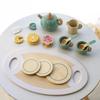 Children Play Tea Set With Wooden Cake And Pots For Creative Kitchen Pretend Games