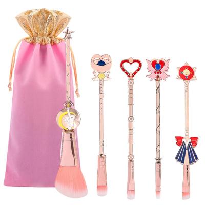 Милый набор из 5 кистей для макияжа Sailor Moon, волокна, кисть для теней, кисть для бровей, кисть для пудры, супермягкая кисть для макияжа