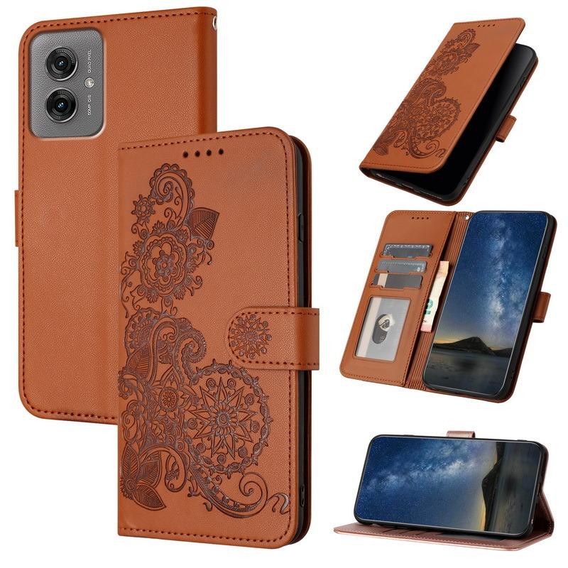 Чехол-книжка для Motorola Moto G04 G14 G24 G35 G54 G55 G73 G84 Power 5G кожаный тисненый чехол-кошелек с отделениями для карт