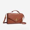 2025 Spring New Leather Woven Small Square Box Women's Bag Fashionable and Versatile with Lock Design Large Capacity Can Be Hand
