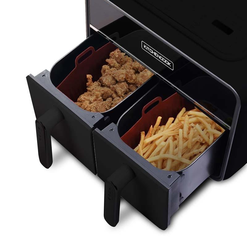 Silipot2 - Silipot2 Красный - Набор из 2 красных силиконовых корзин - Антипригарные - Многоразовые - 21,5×14,5×7 см