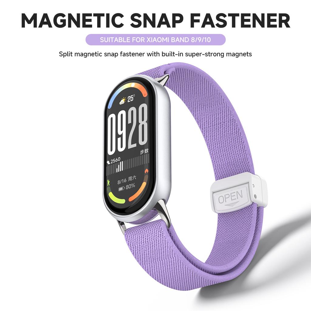 Эластичный нейлоновый ремешок для Xiaomi Band 10/9/8 Магнитный плетеный спортивный ремешок для Miband 10 9 8 NFC Смарт-часы Запасной браслет