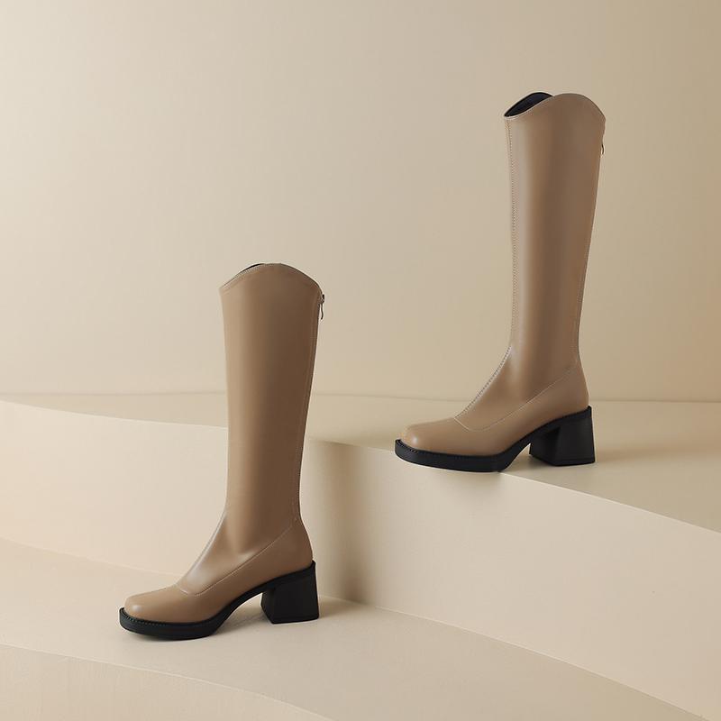 Krazing Pot Осенне-зимняя обувь из микрофибры, большие размеры, сапоги для верховой езды, квадратный носок, сохраняющие тепло, на молнии, размер 43, высокие сапоги до бедра