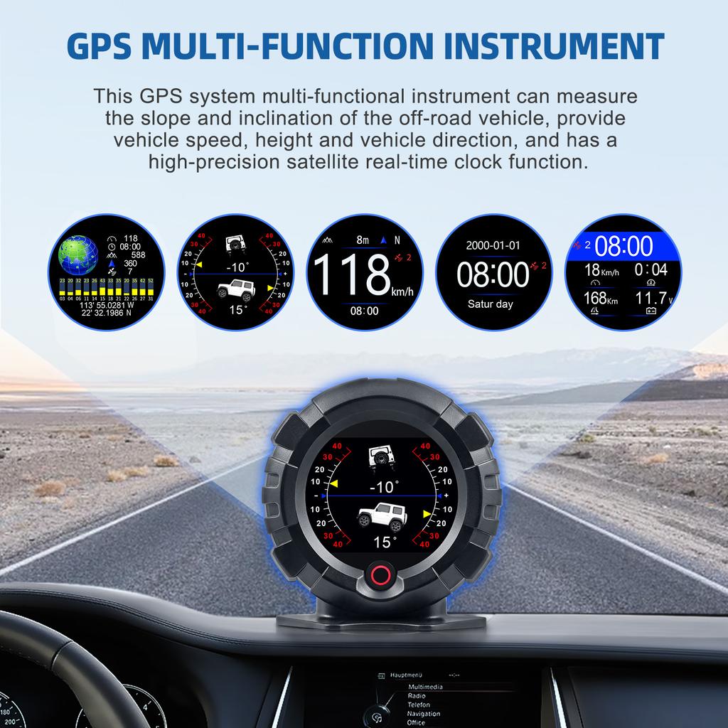 AD X95 Head Up Display GPS HUD Slope Meter Accessories HUD Auto Electronic Speedometer MPH KMH Speed Pitch Tong An Head Up Display Altitude