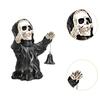 Halloween Skull Statue Holding Bell Figure Bookshelf Desktop Evil Resin Figurine