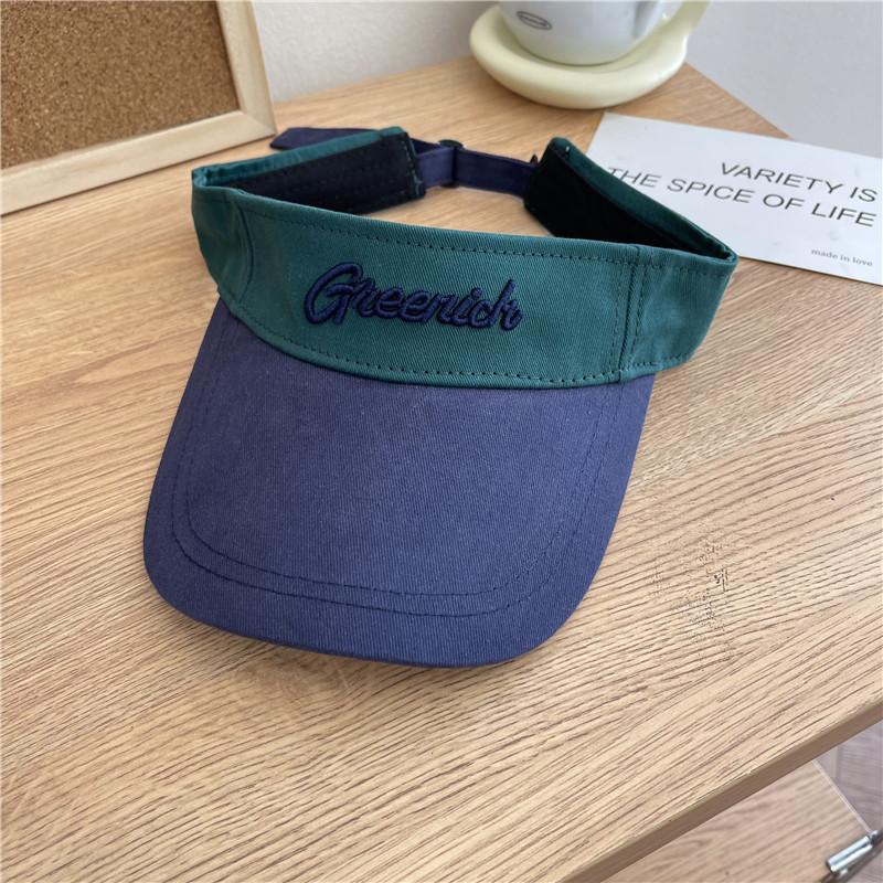 Ins letter color matching empty top hat women's summer outdoor sports running extended brim sun protection topless cap