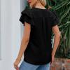 Женская шифоновая блузка, повседневные летние топы с v-образным вырезом и короткими рукавами с оборками и краями