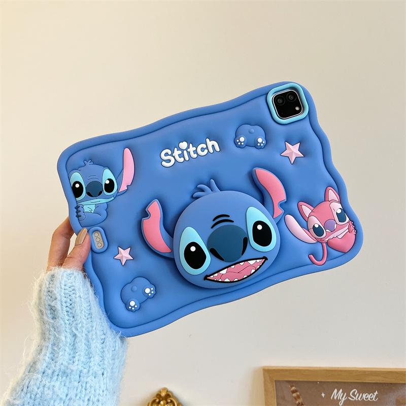 Kids Stand Tablet Case For Samsung Galaxy Tab A9 Plus 8.7 11 inth Cute 3D Cartoon Stitch Silicone Tablet Protective Case