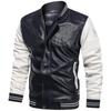 Men 's Jacket Pu Leather Jacket Men 'S Casual Hit Color Men 'S Leather Jacket