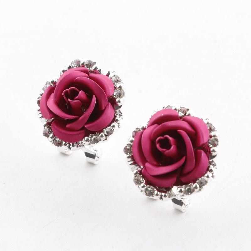 Women's Rose Shaped Alloy Stud Earring Austrian Earrings for Women Gift