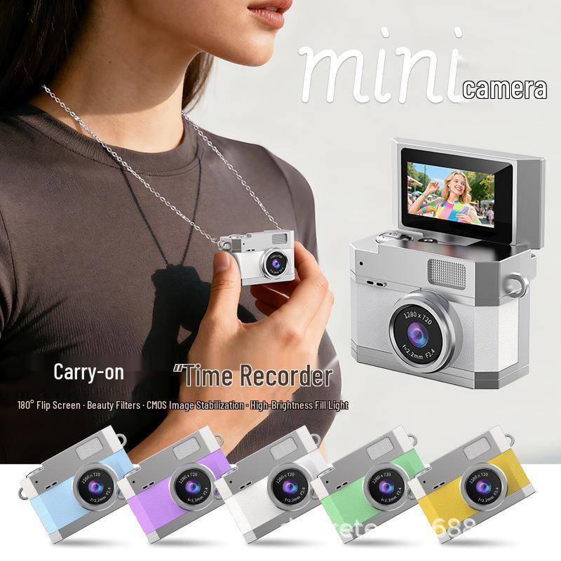 Retro Mini HD Thumb Camera for Students & Parties - Portable Photo & Video Recorder with Neck Strap