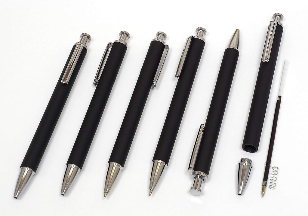 Тонкий пенал из воловьей кожи, красно-коричневый, набор, экструдированный резиновый стержень, латунная шариковая ручка, черный цвет ASCR-HS301B