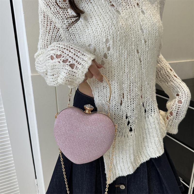 Yogodlns Вечерний клатч, женская сумка, блестящая сумка в форме сердца, клатч, модная сумка через плечо с цепочкой, роскошный женский кошелек