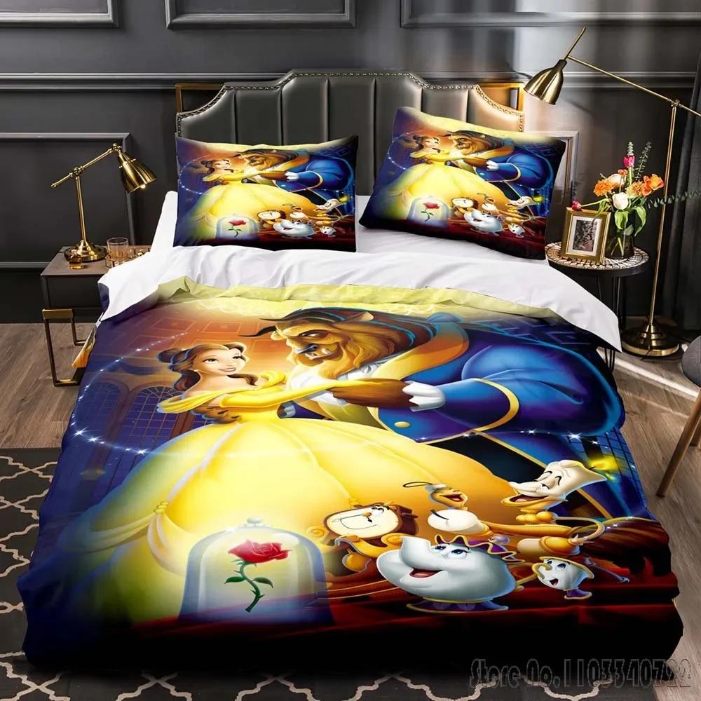 Beauty and the Beast 3D Printed Princess Duvet Cover Set HD Comforter Cover for Kids Bedding Sets Bedclothes Bedroom Decor