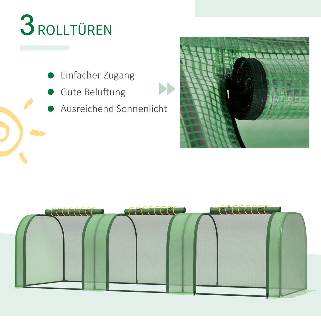 295 x 100 cm Low Tunnel Greenhouse - Green
