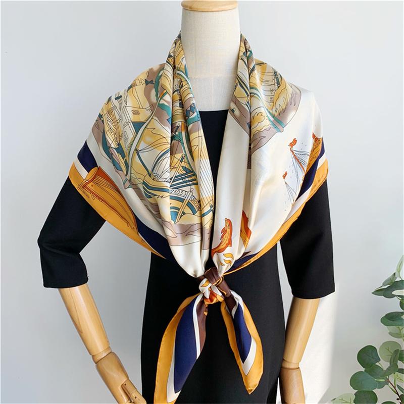 110*110 см квадратный шелковый шарф женский модный принт маленький шейный платок офисный женский пояс для волос носовой платок женский платок шаль шарф