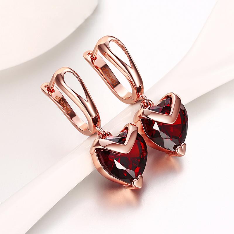 Новое поступление 2022, розовое золото, сердце, натуральный кубический циркон, серьги-подвески для женщин, висячие серьги, ювелирные изделия, подарки