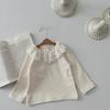 Весенне-осенний топ для младенца девочки с вышивкой, кружевом и воротником с оборками