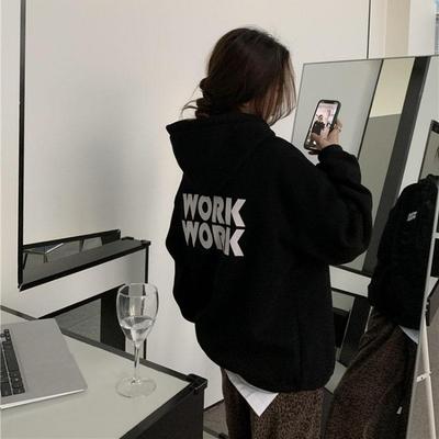 Женский свободный худи с длинным рукавом, однотонный пуловер с круглым вырезом, повседневный, удобный, модный